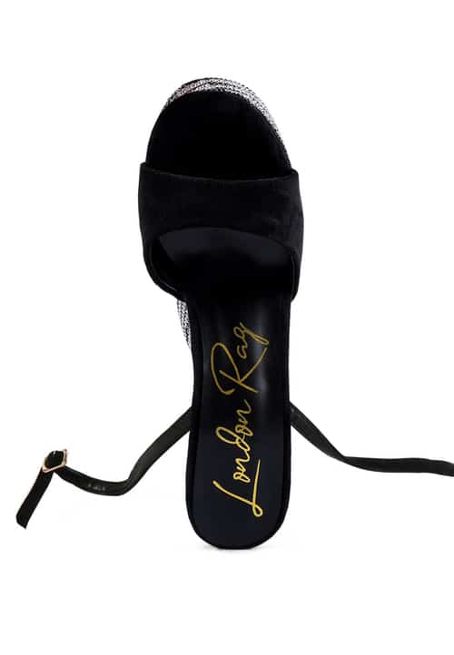 Backstage Rhinestone Embellished Ultra High Platform Sandals - Image 9