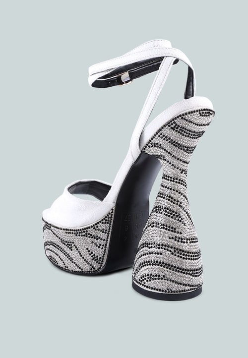 Backstage Rhinestone Embellished Ultra High Platform Sandals - Image 3